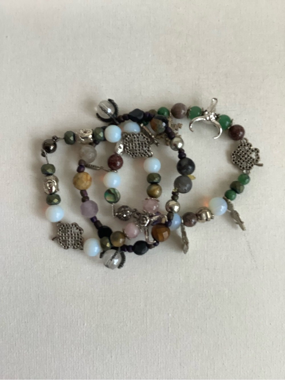 Multi-Color Beaded Charm Bracelet Set - Women